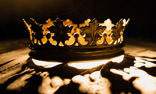 Ancient crown backlist with golden light. 
