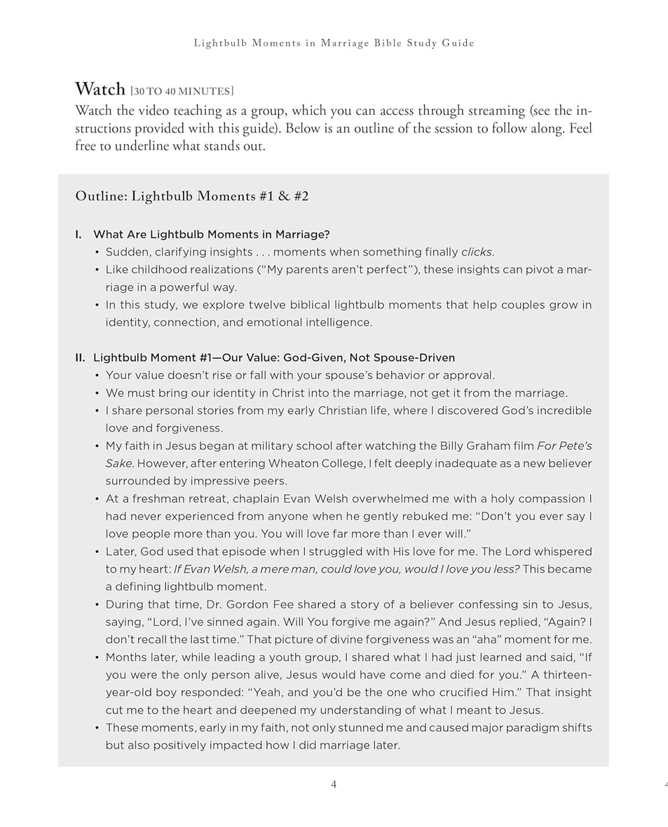Lightbulb Moments in Marriage Bible Study Guide plus Streaming Video: 12 Biblical Perspectives for Successful and Satisfied Couples