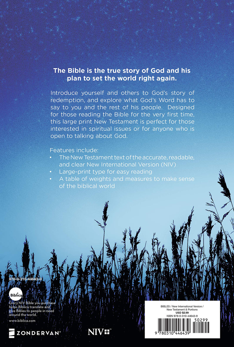 NIV, Outreach New Testament, Large Print, Paperback, Case of 50 Bundle