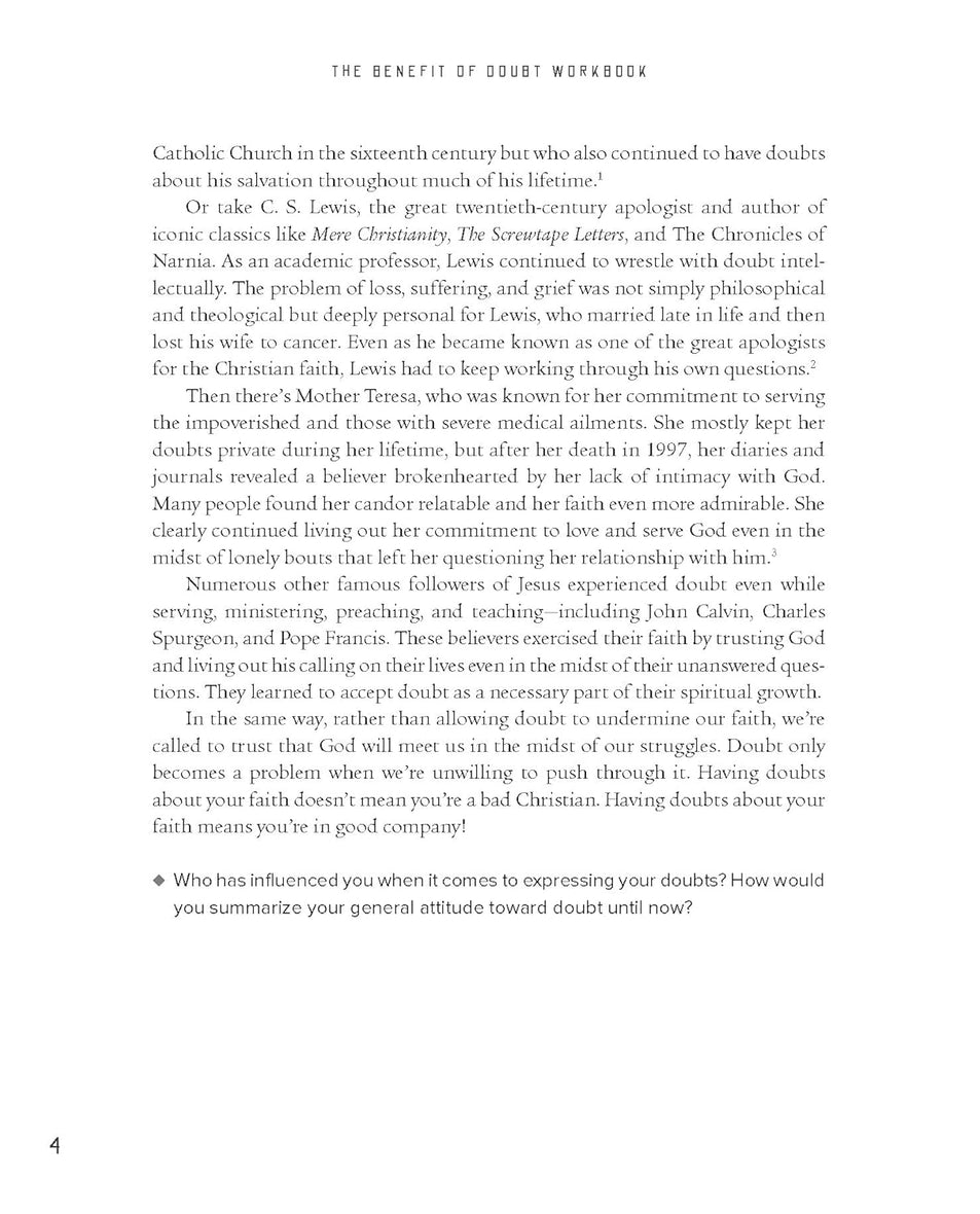 The Benefit of Doubt Workbook: How Confronting Your Deepest Questions Can Lead to a Richer Faith
