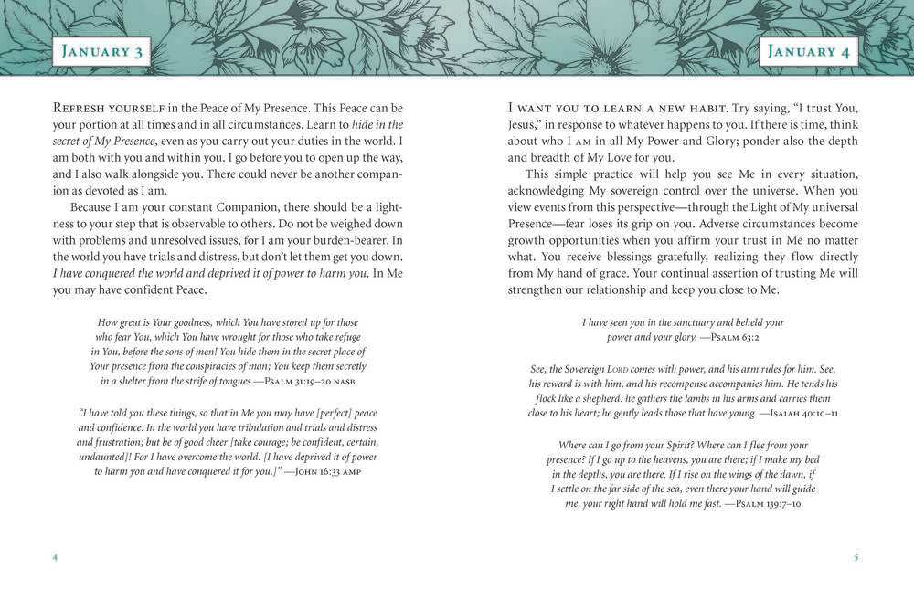 Jesus Calling, Large Text Teal Leathersoft, with Full Scriptures: Enjoying Peace in His Presence (A 365-Day Devotional)