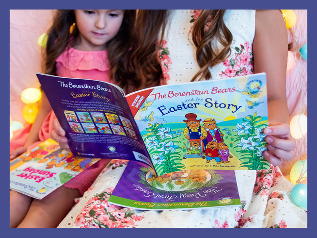 Kids reading The Berenstain Bears and the Easter Story