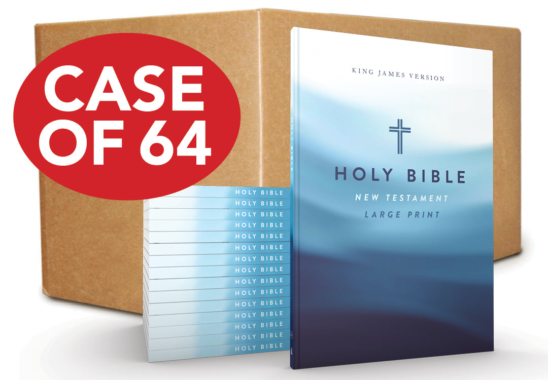 KJV Large Print Outreach New Testament Bible, Cross Softcover, Comfort Print, Case of 64 Bundle