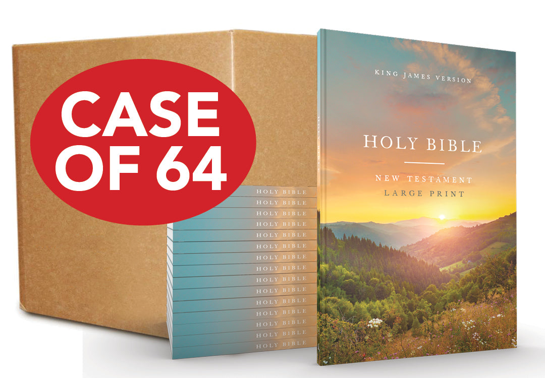 KJV Large Print Outreach New Testament Bible, Scenic Softcover, Comfort Print, Case of 64 Bundle