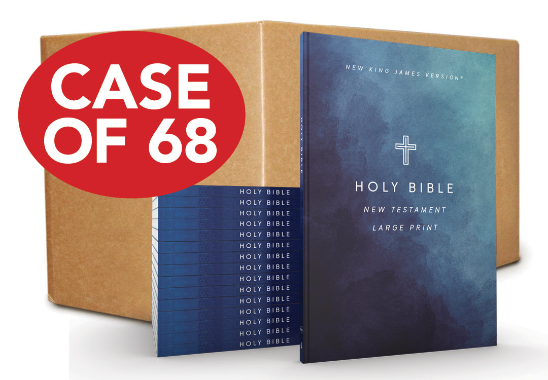 NKJV Large Print Outreach New Testament Bible, Cross Softcover, Case of 68 Bundle