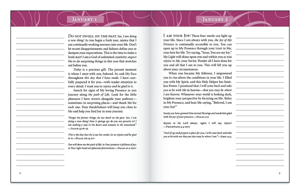 Jesus Always Note-Taking Edition, Leathersoft, Burgundy, with Full Scriptures: Embracing Joy in His Presence (A 365-Day Devotional)