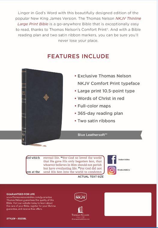 NKJV, Thinline Bible, Large Print, Red Letter Edition, Comfort