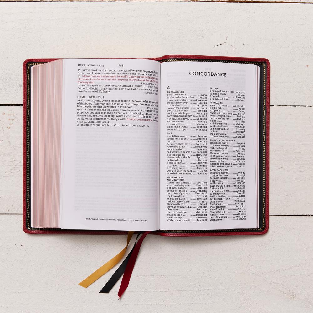 KJV, Personal Size Large Print Single-Column Reference Bible, Premium Goatskin Leather, Red, Premier Collection, Red Letter, Comfort Print: Holy Bible, King James Version